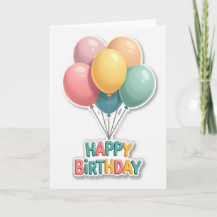 Verjaardagskaart met pastel ballonnen kaart