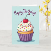 Verjaardagskaart met pastel cupcakes kaart (Gele Bloem)
