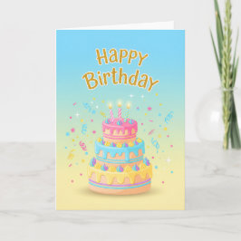 Verjaardagskaart met Pastel Drip Cake Kaart