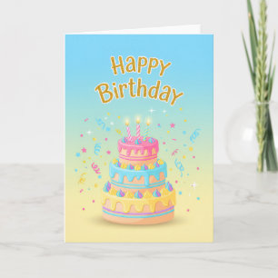 Verjaardagskaart met Pastel Drip Cake Kaart