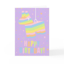Verjaardagskaart met pastel pinyata