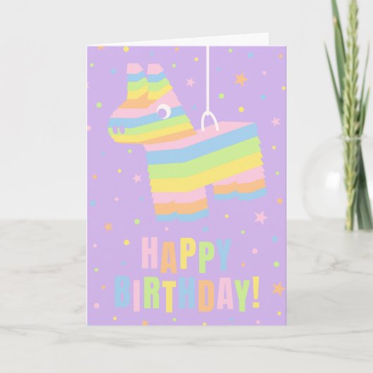 Verjaardagskaart met pastel pinyata kaart (Voorkant)