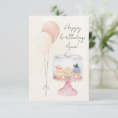Verjaardagskaart met pastel waterverf en cupcakes kaart (Staand voorkant)