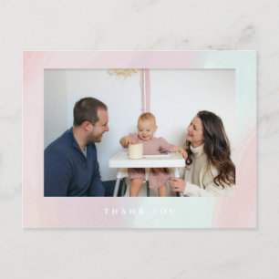 Verjaardagskaart met pastelkleuren bedankje foto briefkaart