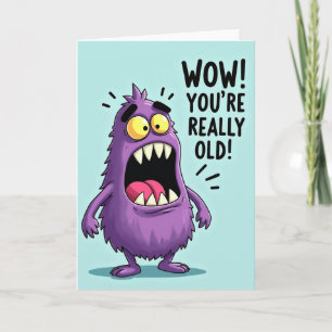 Verjaardagskaart met pluizig monster kaart