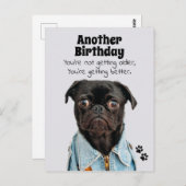 Verjaardagskaart met pug-hond die beter wordt briefkaart (Voorkant / Achterkant)