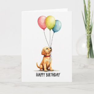 Verjaardagskaart met Puppy Ballonnen Kaart