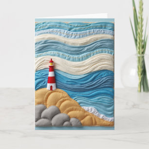 Verjaardagskaart met quilted vuurtoren kaart