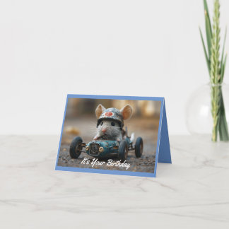 Verjaardagskaart met raceauto muis kaart