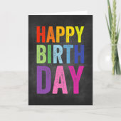 Verjaardagskaart met regenboog en schoolbord kaart (Voorkant)