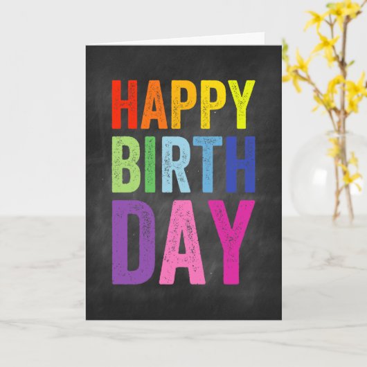 Verjaardagskaart met regenboog en schoolbord kaart (Gele Bloem)