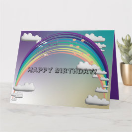 Verjaardagskaart met regenboog kaart