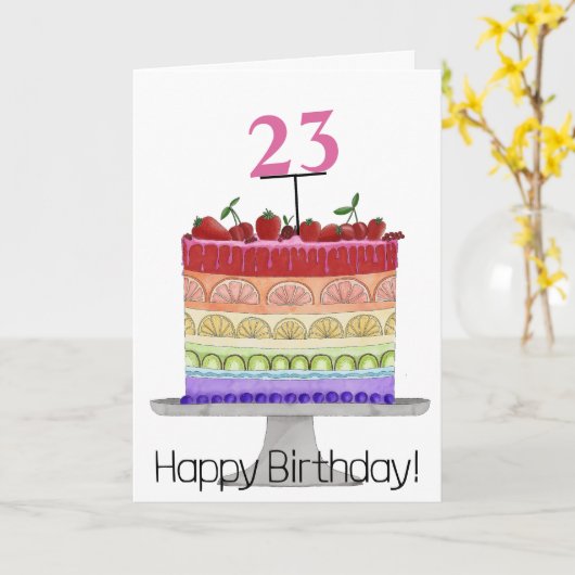 Verjaardagskaart met regenboog LGBTQ-proudetaart Kaart (Gele Bloem)