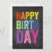 Verjaardagskaart met regenboog & schoolbord kaart (Voorkant)