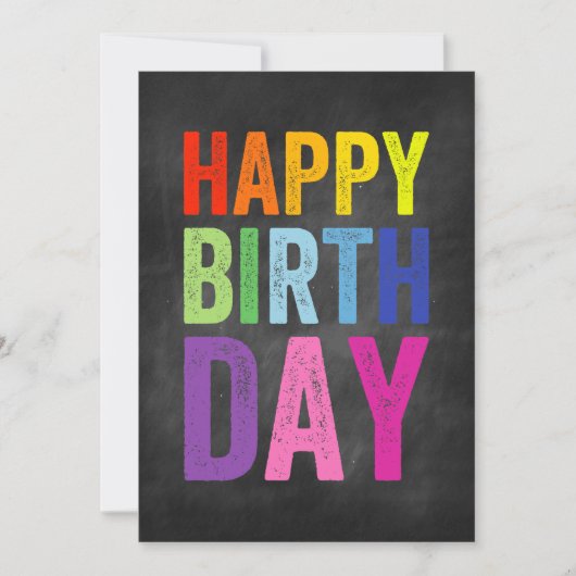 Verjaardagskaart met regenboog & schoolbord kaart (Voorkant)