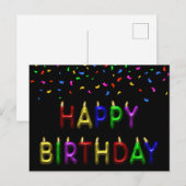 Verjaardagskaart met regenboogconfetti en gelukkig briefkaart (Voorkant / Achterkant)