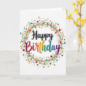 Verjaardagskaart met regenboogscript kaart (Gele Bloem)