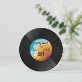 Verjaardagskaart met retro vinylplaat muziek uit d kaart (Staand voorkant)