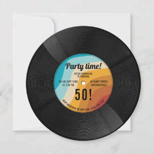 Verjaardagskaart met retro vinylplaat muziek uit d kaart