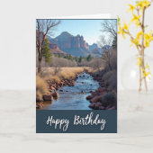 Verjaardagskaart met rivierlandschap kaart (Gele Bloem)