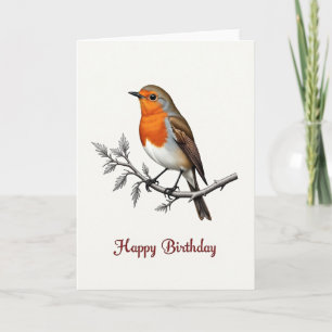 Verjaardagskaart met rode borst vogel kaart