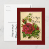 Verjaardagskaart met rode rozen briefkaart (Voorkant / Achterkant)