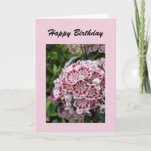 Verjaardagskaart met roze berglaurier kaart