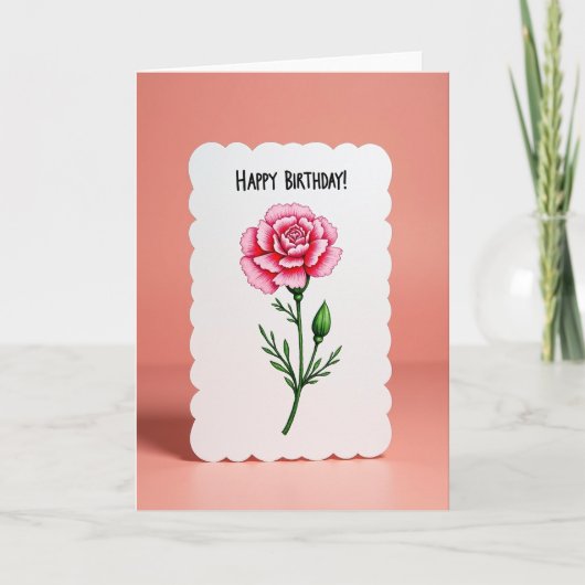 Verjaardagskaart met roze bloem kaart (Voorkant)