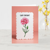 Verjaardagskaart met roze bloem kaart (Gele Bloem)