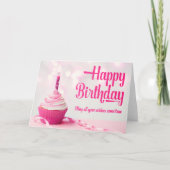 Verjaardagskaart met roze cupcake bedankkaart (Voorkant)