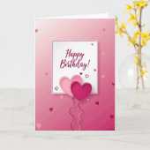 Verjaardagskaart met roze hart kaart (Gele Bloem)