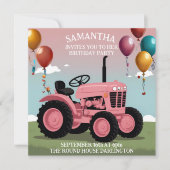 Verjaardagskaart met roze tractor kaart (Voorkant)