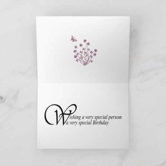 Verjaardagskaart met rozen en parels kaart (Binnen)