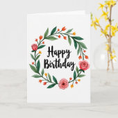 Verjaardagskaart met rozenkrans kaart (Gele Bloem)
