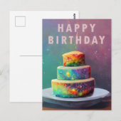 Verjaardagskaart met ruimte-confettitaart briefkaart (Voorkant / Achterkant)