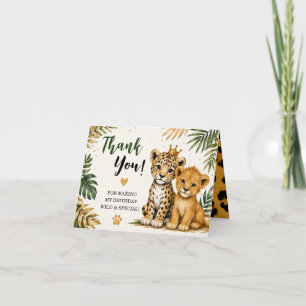 Verjaardagskaart met safari-jungle-dieren bedankt