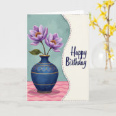 Verjaardagskaart met saffierbloem kaart (Gele Bloem)
