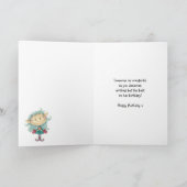 verjaardagskaart met schattig elf op paddenstoel kaart (Binnen)