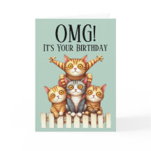 Verjaardagskaart met schattig kat thema