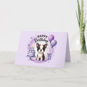 Verjaardagskaart met schattige Boston Terrier Bedankkaart
