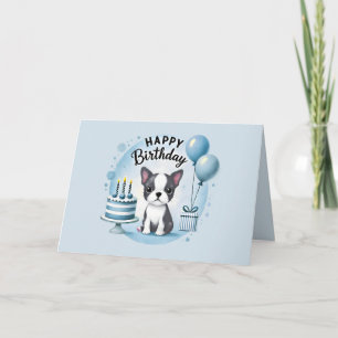 Verjaardagskaart met schattige Boston Terrier Bedankkaart