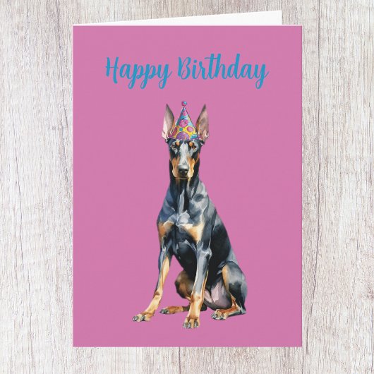 Verjaardagskaart met schattige Dobermann Kaart