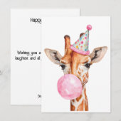 Verjaardagskaart met schattige giraffe (Voorkant / Achterkant)