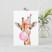 Verjaardagskaart met schattige giraffe (Staand voorkant)