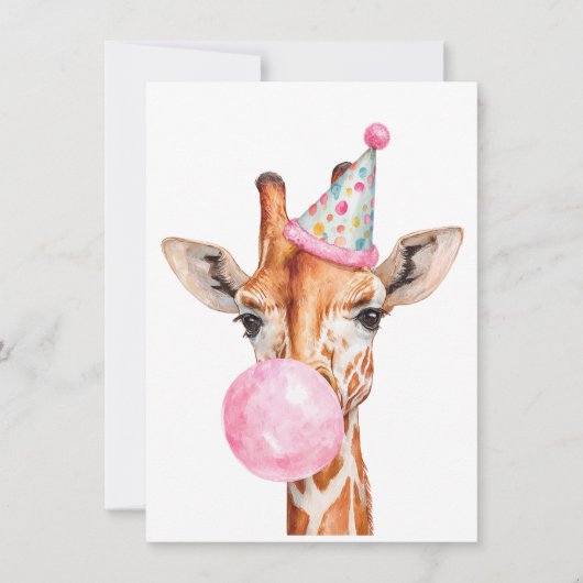 Verjaardagskaart met schattige giraffe (Voorkant)