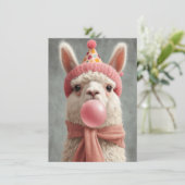 Verjaardagskaart met schattige lama (Staand voorkant)