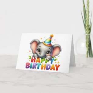 Verjaardagskaart met schattige olifant kaart