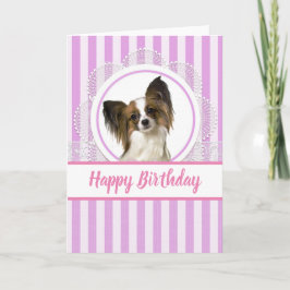 Verjaardagskaart met schattige Papillon hond / Bla Kaart