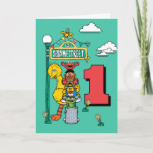Verjaardagskaart met Sesamstraatpersonages