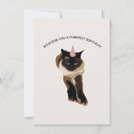 Verjaardagskaart met Siamese kat Feestdagenkaart